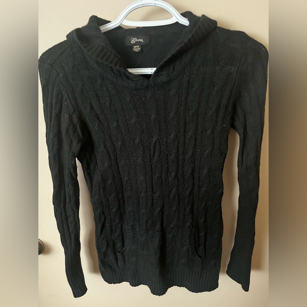 Guess Black Cable Knit Sweater